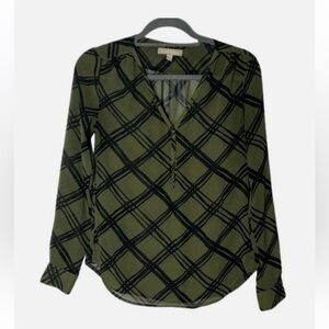Banana Republic Olive Plaid Blouse